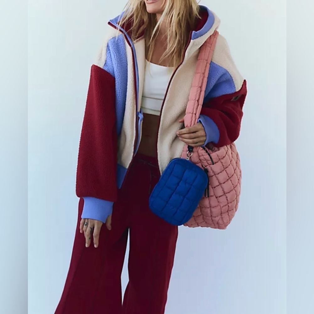 Free People FP “Hit The Slopes” Hoodie fleece Cozy Oversized Warm Full Zip Large
